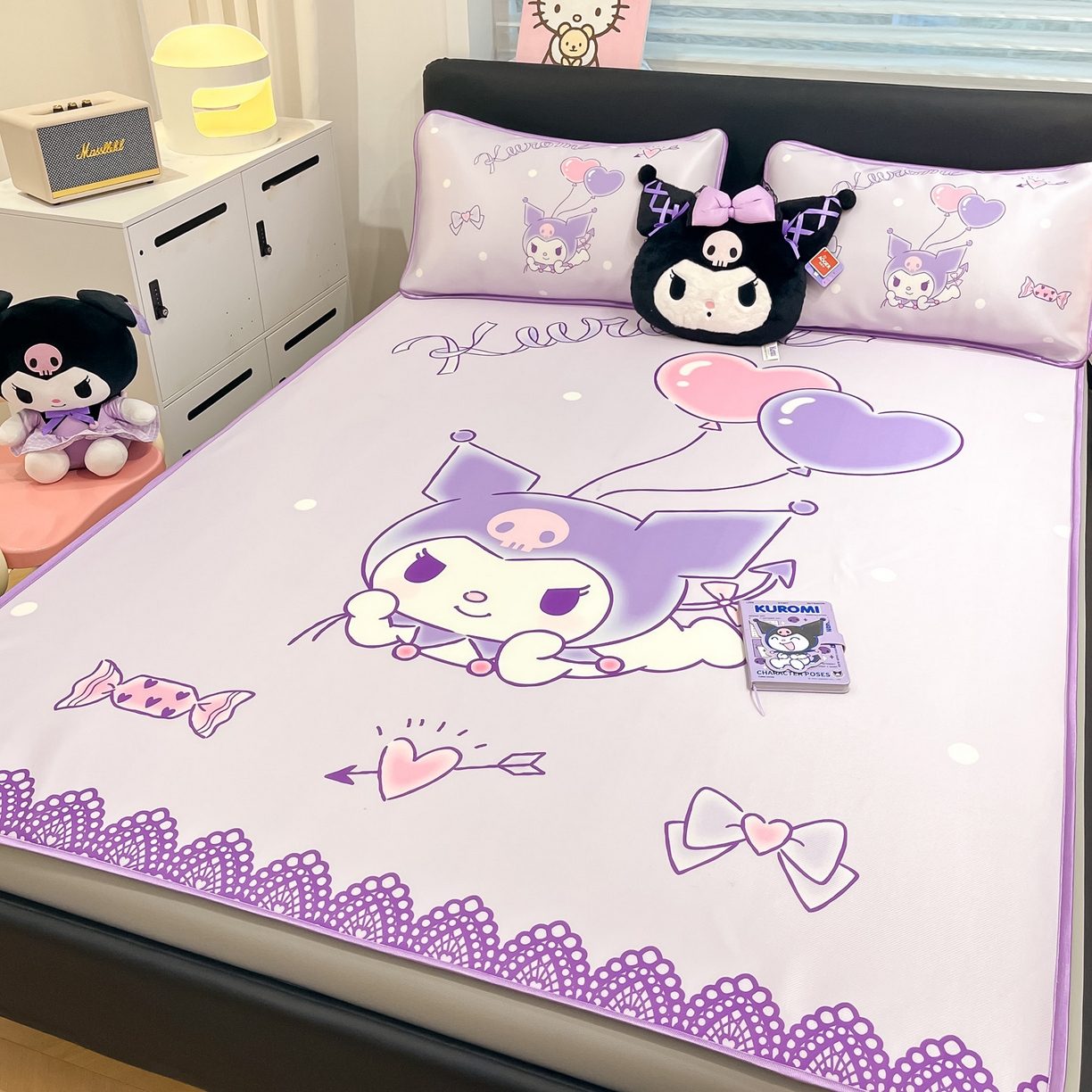 91家纺网 家纺一手货源 找家纺 暮思家居 2026新款正版授权A类大版数码印花三丽鸥1200D冰丝凉席可组合仿锦氨夏被 床笠款-梦想库洛米