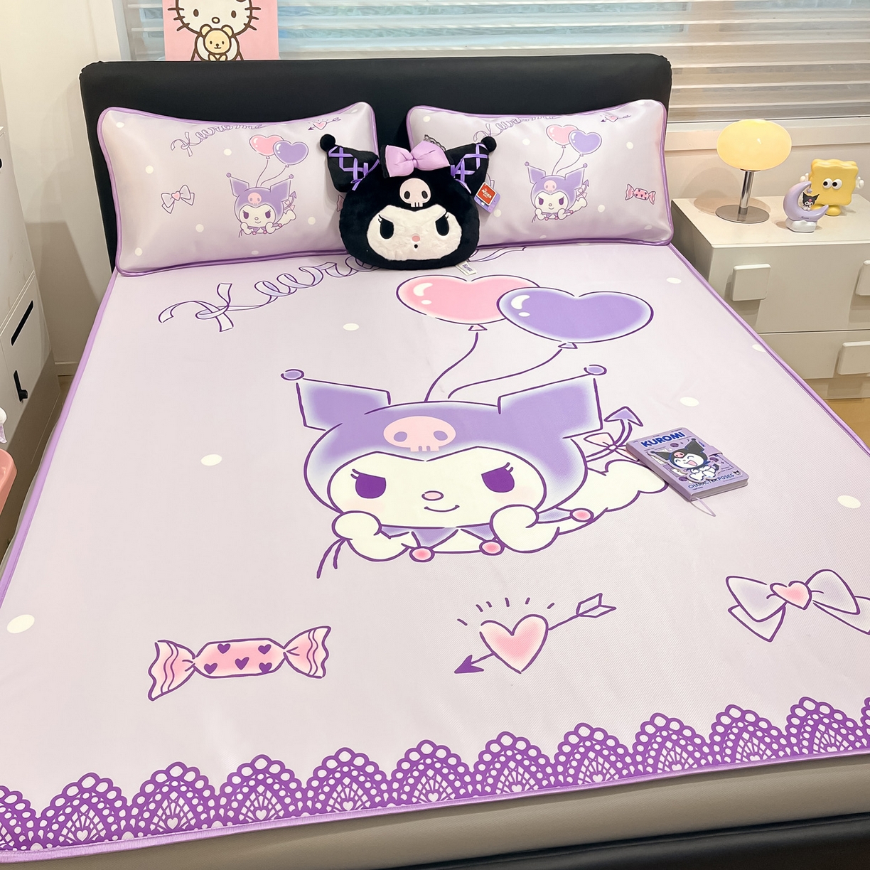 91家纺网 家纺一手货源 找家纺 暮思家居 2026新款正版授权A类大版数码印花三丽鸥1200D冰丝凉席可组合仿锦氨夏被 床笠款-梦想库洛米