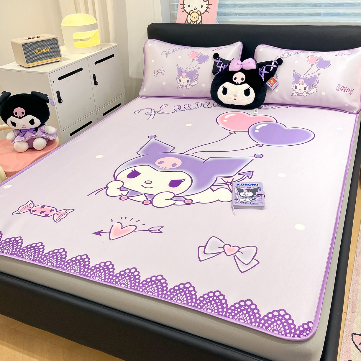 91家纺网 家纺一手货源 找家纺 暮思家居 2026新款正版授权A类大版数码印花三丽鸥1200D冰丝凉席可组合仿锦氨夏被 床笠款-梦想库洛米