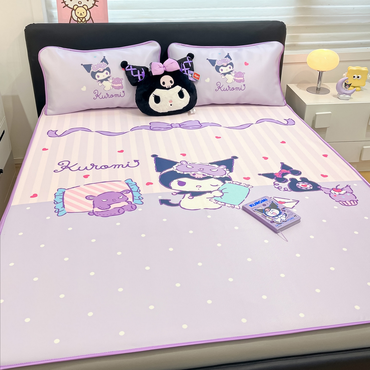 91家纺网 家纺一手货源 找家纺 暮思家居 2026新款正版授权A类大版数码印花三丽鸥1200D冰丝凉席可组合仿锦氨夏被 床笠款-甜蜜库洛米