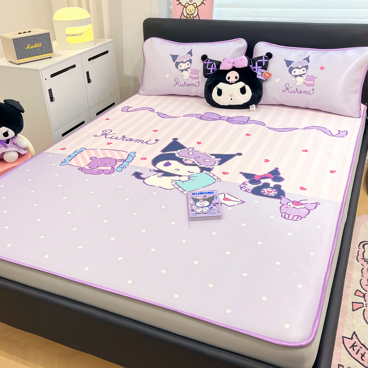 91家纺网 家纺一手货源 找家纺 暮思家居 2026新款正版授权A类大版数码印花三丽鸥1200D冰丝凉席可组合仿锦氨夏被 床笠款-甜蜜库洛米