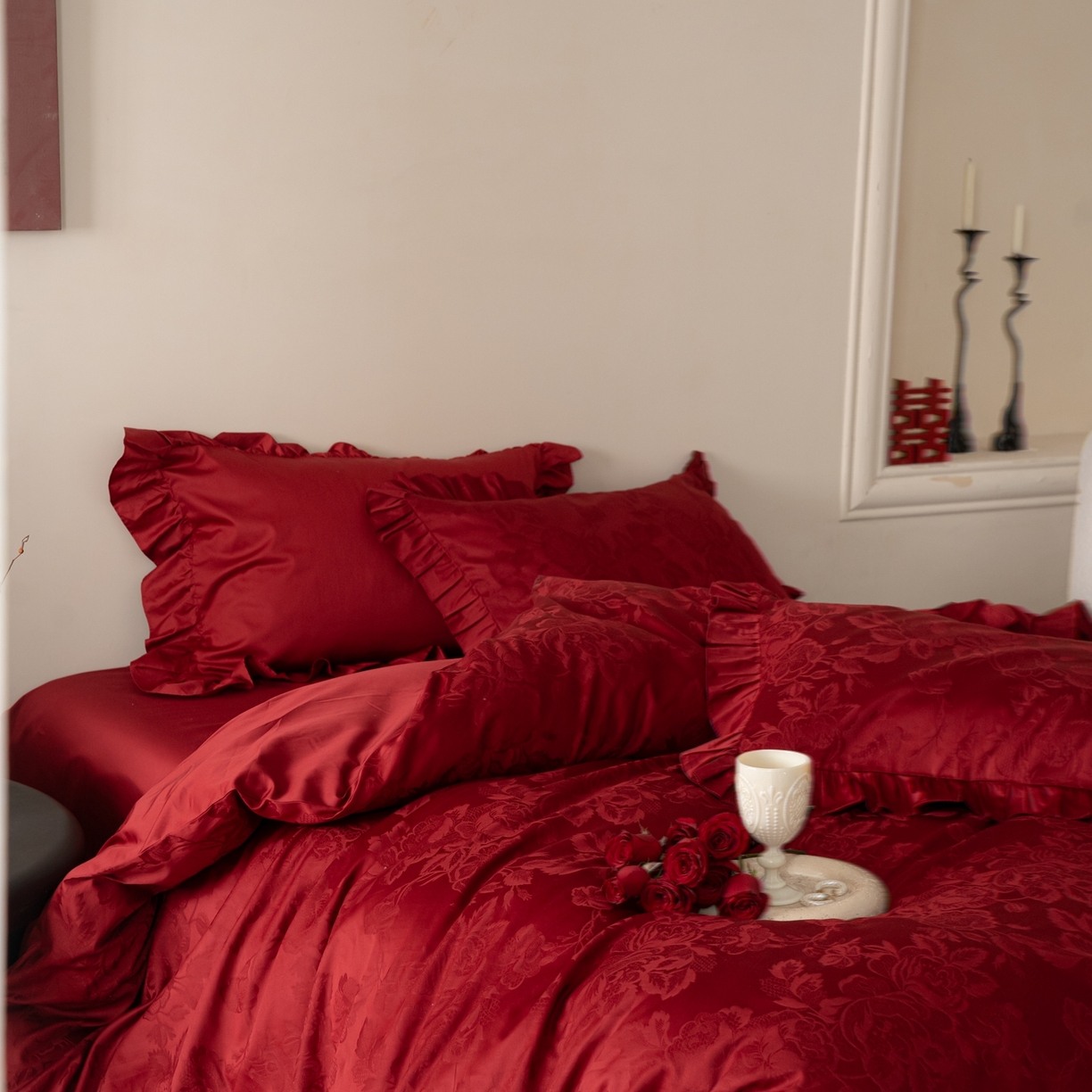 91家纺网 家纺一手货源 找家纺 （总）优然居家纺 2026新款全棉纯棉贡缎提花四件套-安妮