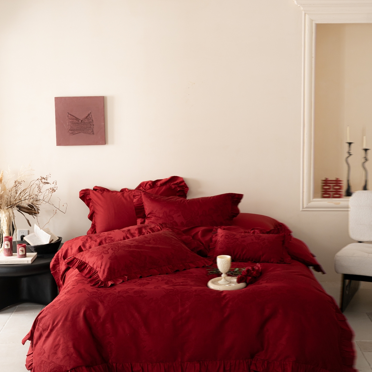 91家纺网 家纺一手货源 找家纺 （总）优然居家纺 2026新款全棉纯棉贡缎提花四件套-安妮