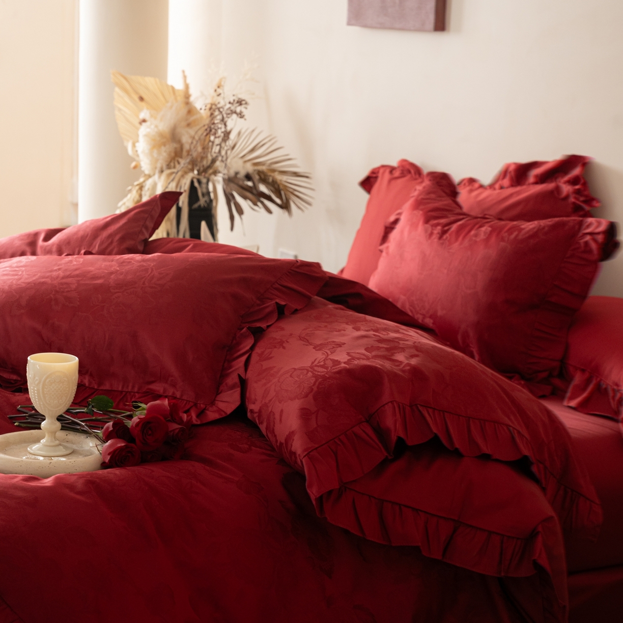 91家纺网 家纺一手货源 找家纺 （总）优然居家纺 2026新款全棉纯棉贡缎提花四件套-安妮