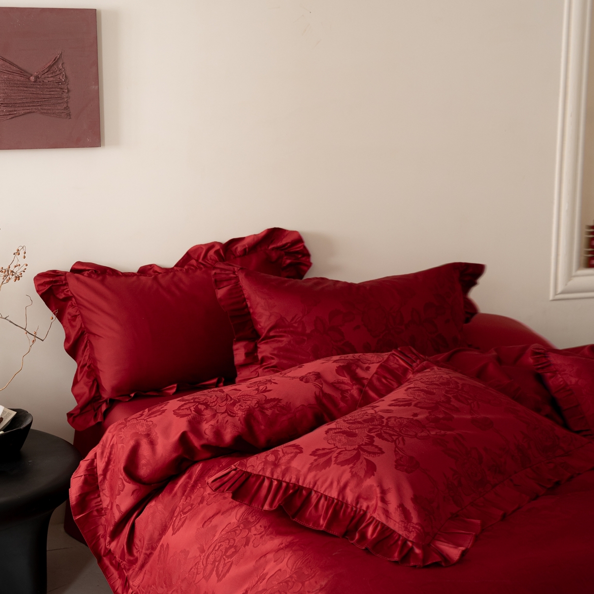 91家纺网 家纺一手货源 找家纺 （总）优然居家纺 2026新款全棉纯棉贡缎提花四件套-安妮