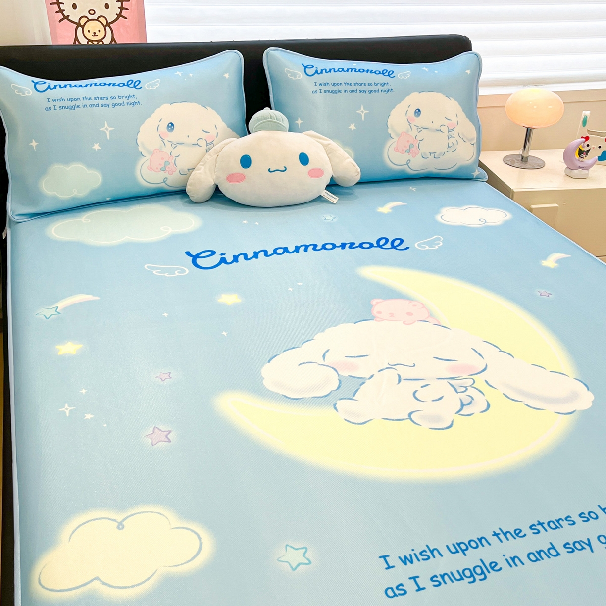 91家纺网 家纺一手货源 找家纺 暮思家居 2026新款正版授权A类大版数码印花三丽鸥1200D冰丝凉席可组合仿锦氨夏被 床笠款-晚安玉桂狗