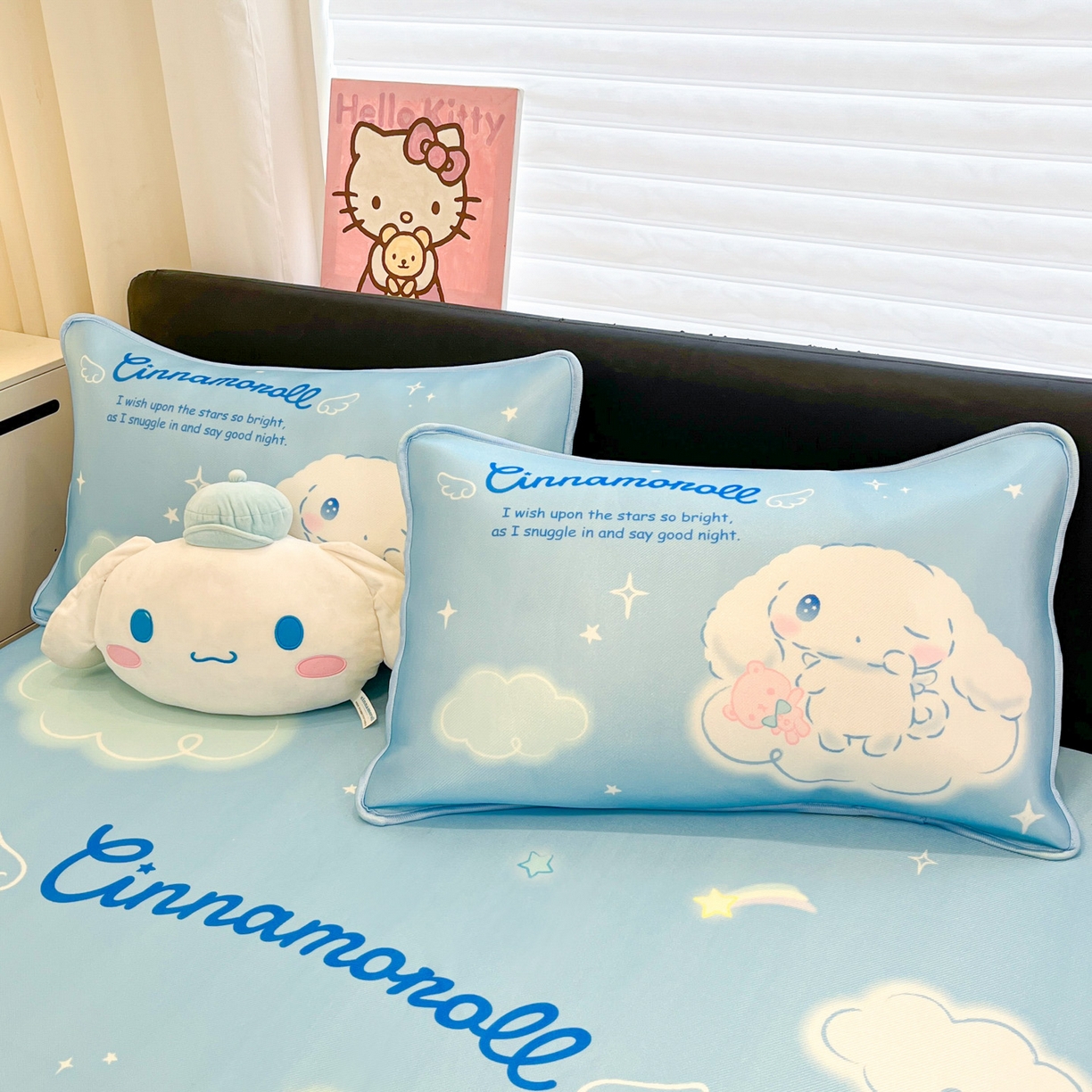 91家纺网 家纺一手货源 找家纺 暮思家居 2026新款正版授权A类大版数码印花三丽鸥1200D冰丝凉席可组合仿锦氨夏被 床笠款-晚安玉桂狗