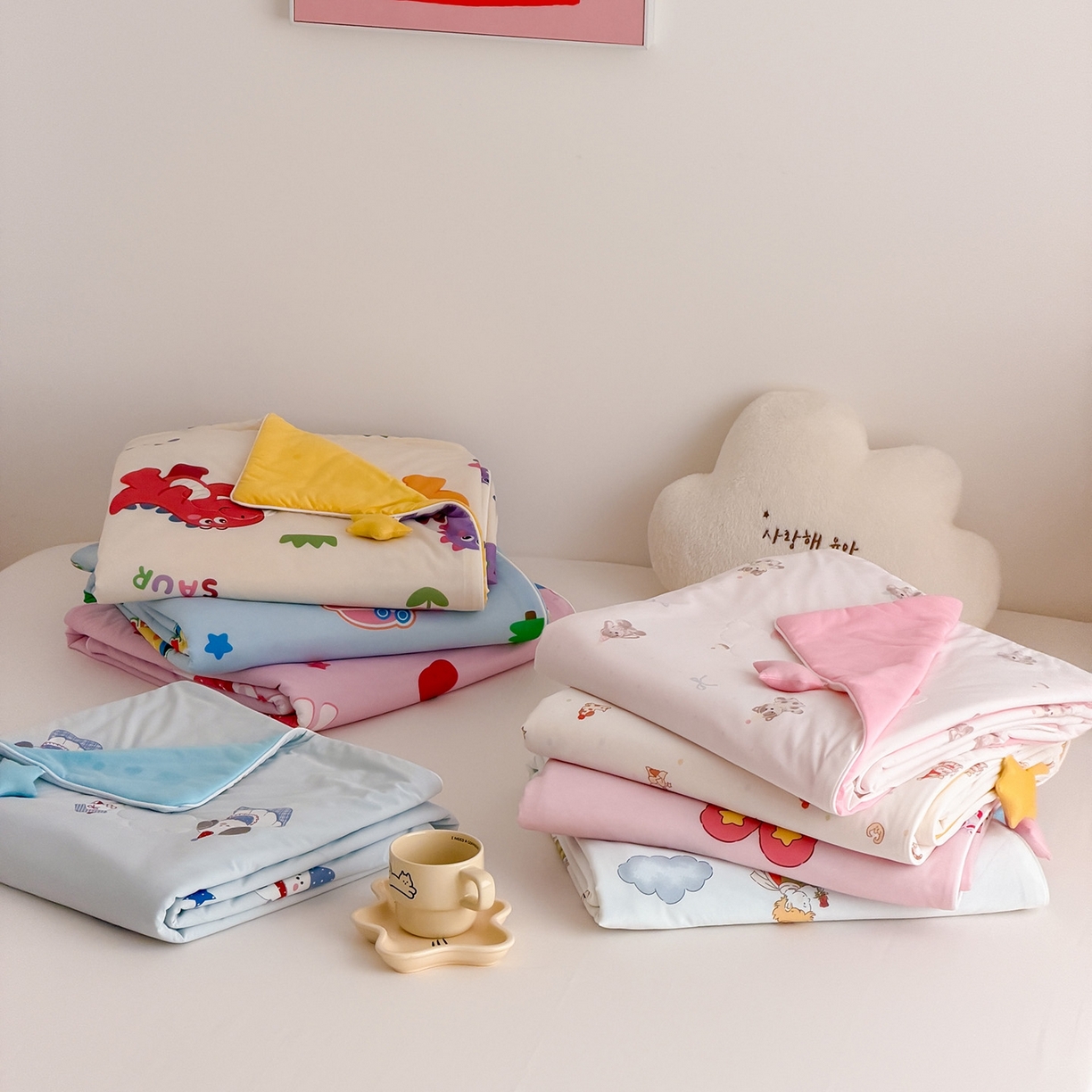 91家纺网 家纺一手货源 找家纺 （总）嗨生活 2026年新款凉感针织儿童双感夏被 幼儿园星星夏被