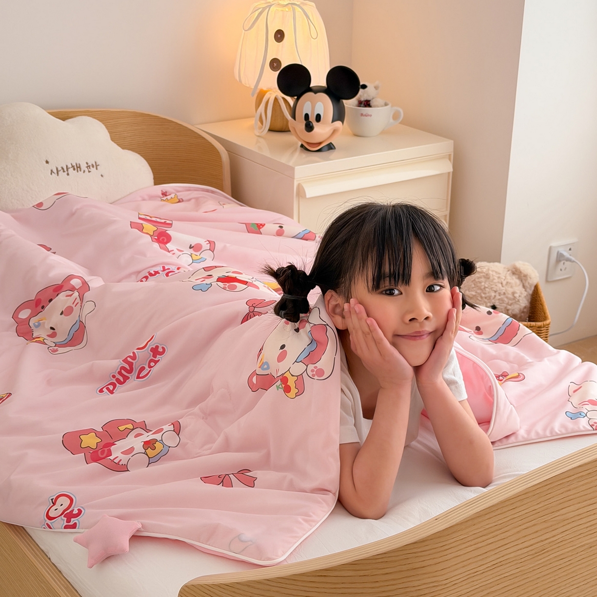 91家纺网 家纺一手货源 找家纺 嗨生活 2026年新款凉感针织儿童双感夏被 幼儿园星星夏被 星星被-萌萌小猫