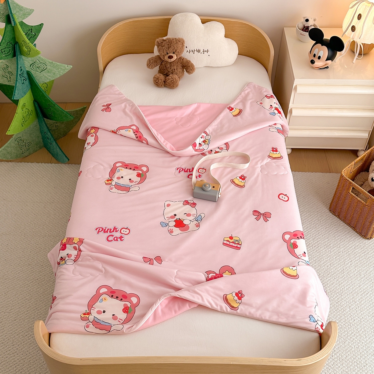 91家纺网 家纺一手货源 找家纺 嗨生活 2026年新款凉感针织儿童双感夏被 幼儿园星星夏被 星星被-萌萌小猫