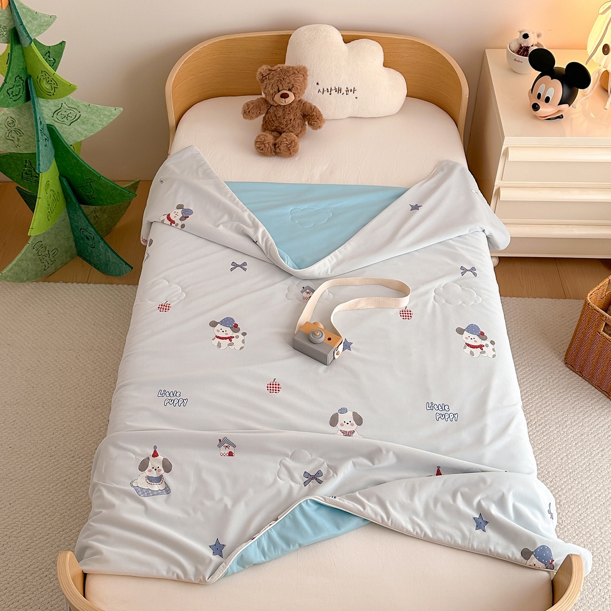 91家纺网 家纺一手货源 找家纺 嗨生活 2026年新款凉感针织儿童双感夏被 幼儿园星星夏被 星星被-可爱小狗