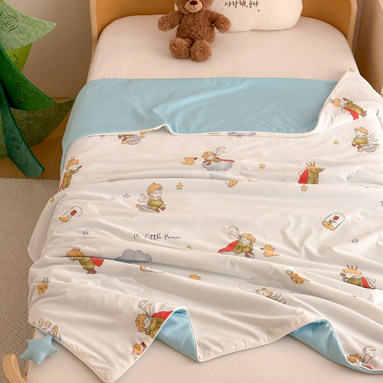 91家纺网 家纺一手货源 找家纺 嗨生活 2026年新款凉感针织儿童双感夏被 幼儿园星星夏被 星星被-小王子