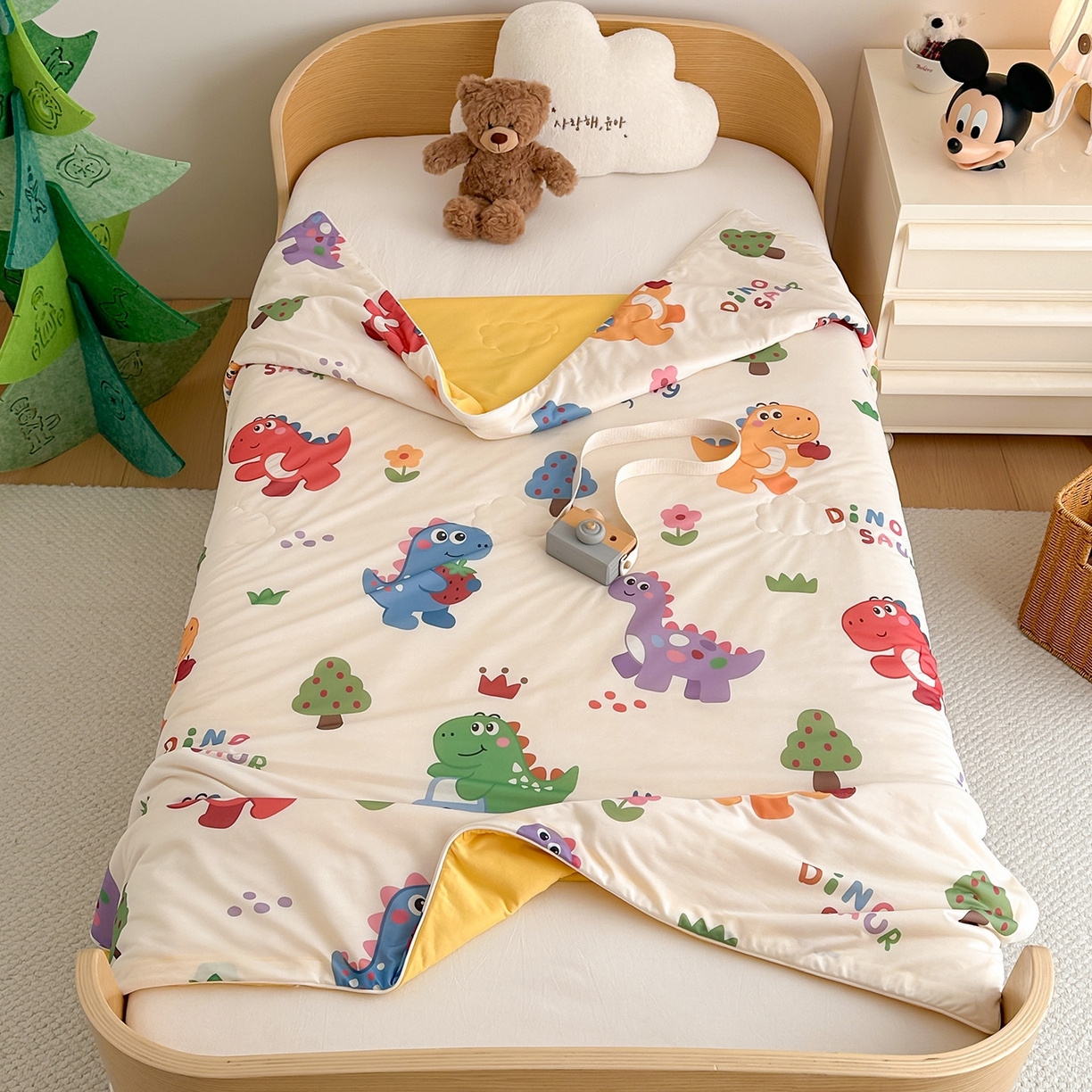 91家纺网 家纺一手货源 找家纺 嗨生活 2026年新款凉感针织儿童双感夏被 幼儿园星星夏被 星星被-恐龙世界