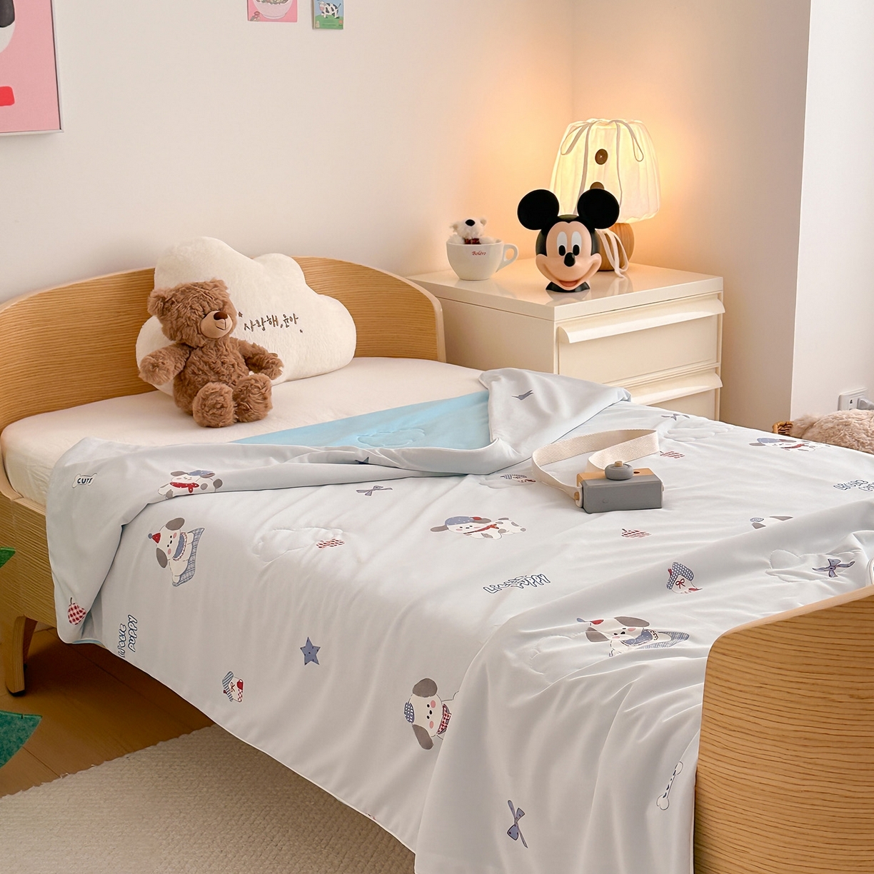 91家纺网 家纺一手货源 找家纺 嗨生活 2026年新款凉感针织儿童双感夏被 幼儿园星星夏被 星星被-可爱小狗