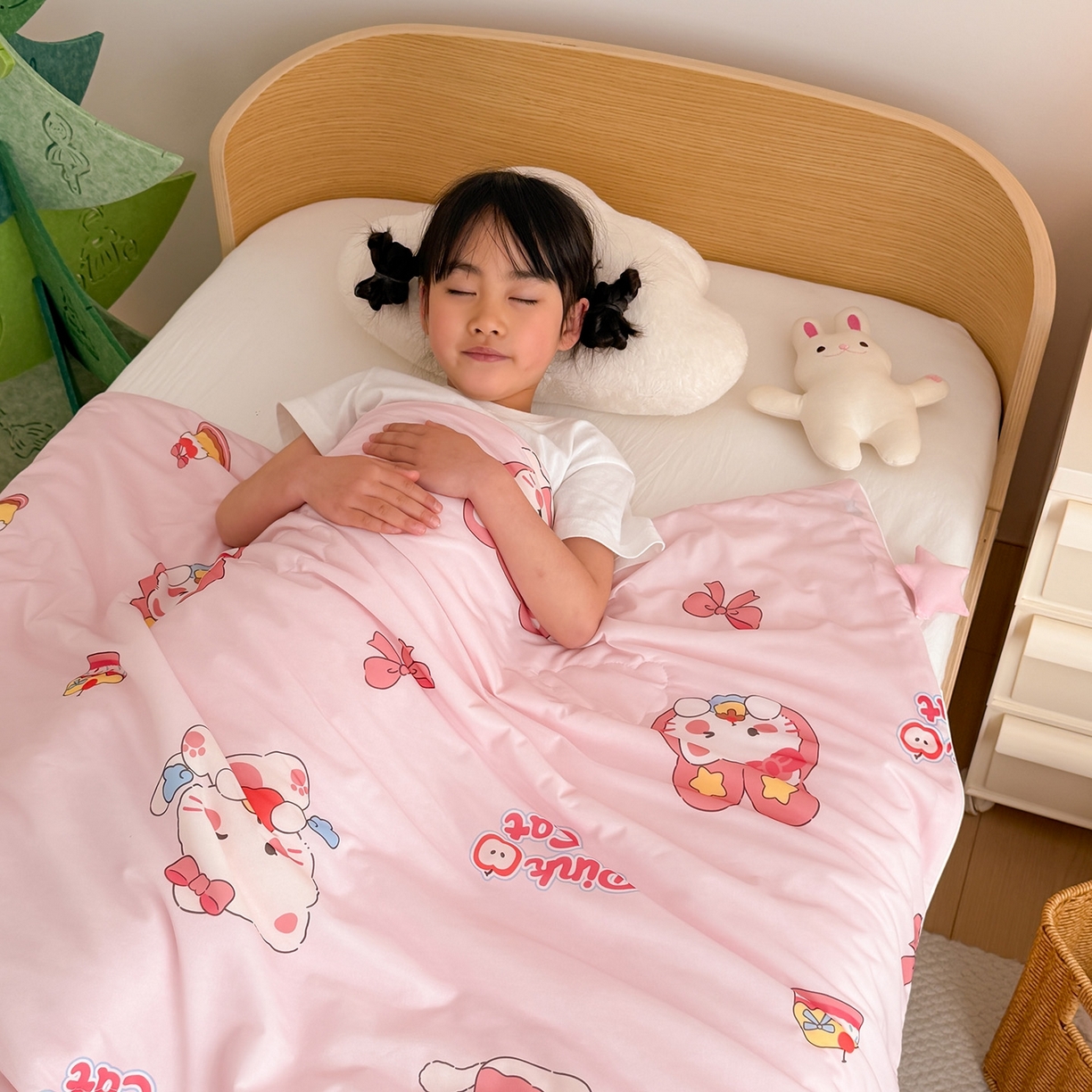 91家纺网 家纺一手货源 找家纺 嗨生活 2026年新款凉感针织儿童双感夏被 幼儿园星星夏被 星星被-萌萌小猫