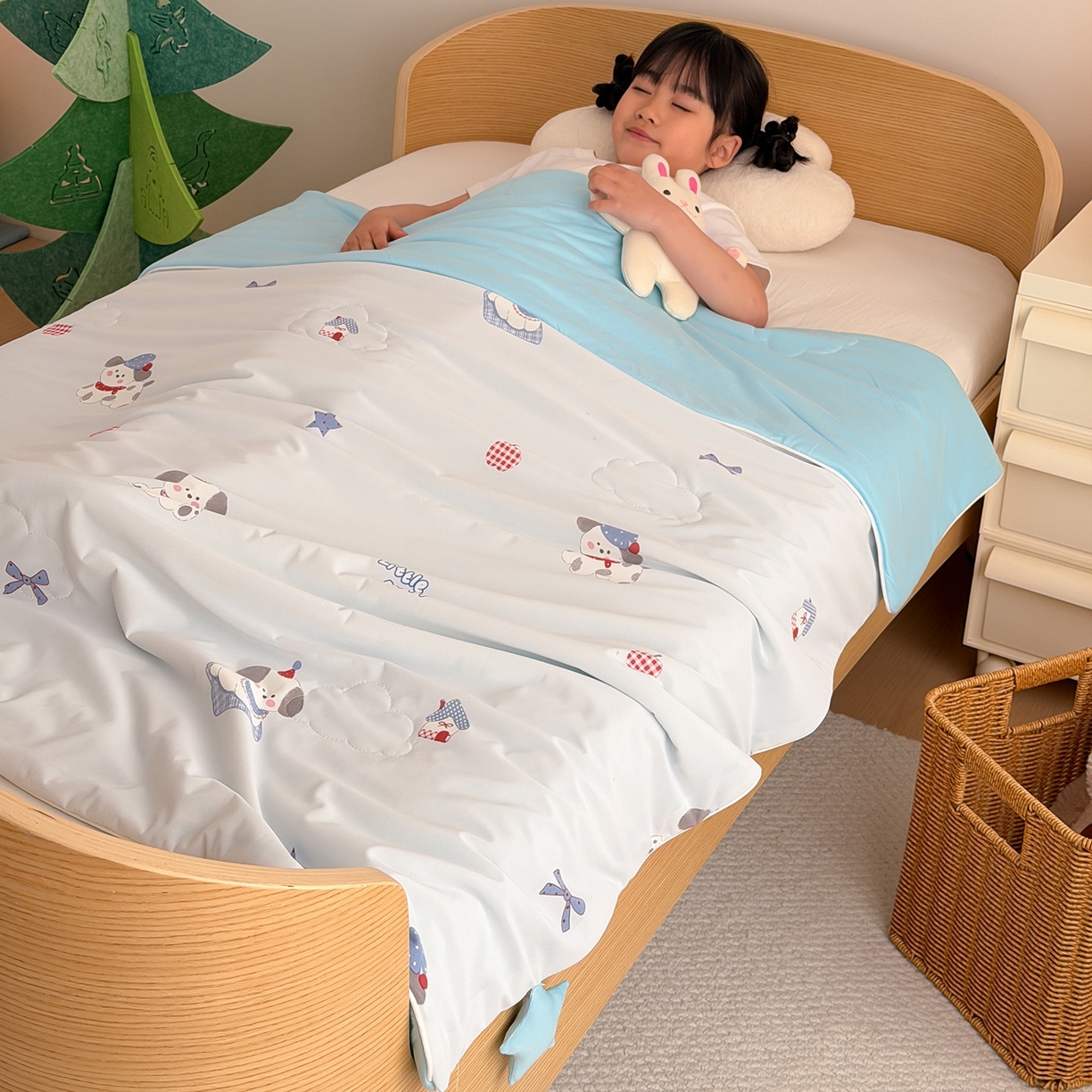 91家纺网 家纺一手货源 找家纺 嗨生活 2026年新款凉感针织儿童双感夏被 幼儿园星星夏被 星星被-可爱小狗