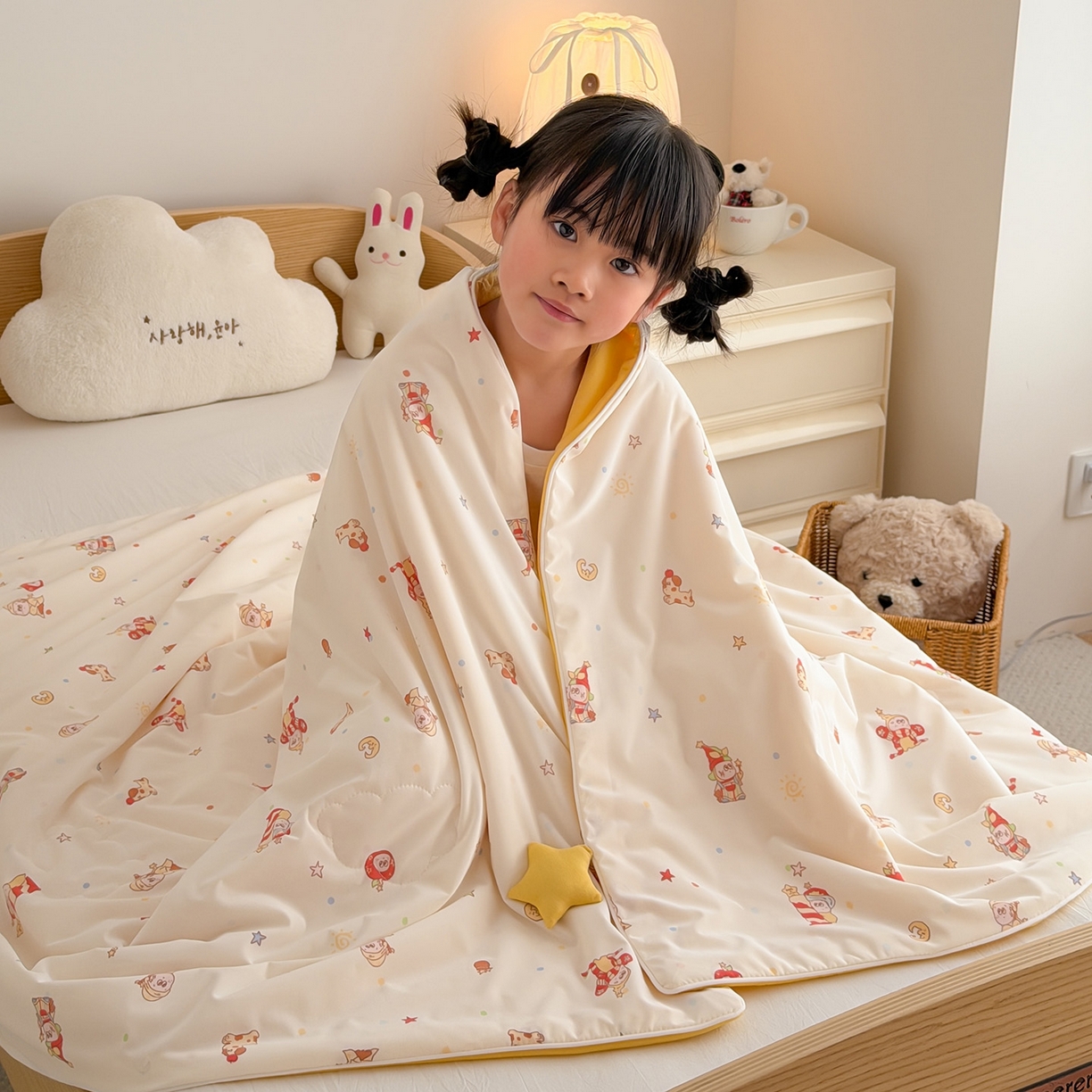 91家纺网 家纺一手货源 找家纺 嗨生活 2026年新款凉感针织儿童双感夏被 幼儿园星星夏被 星星被-星乐乐