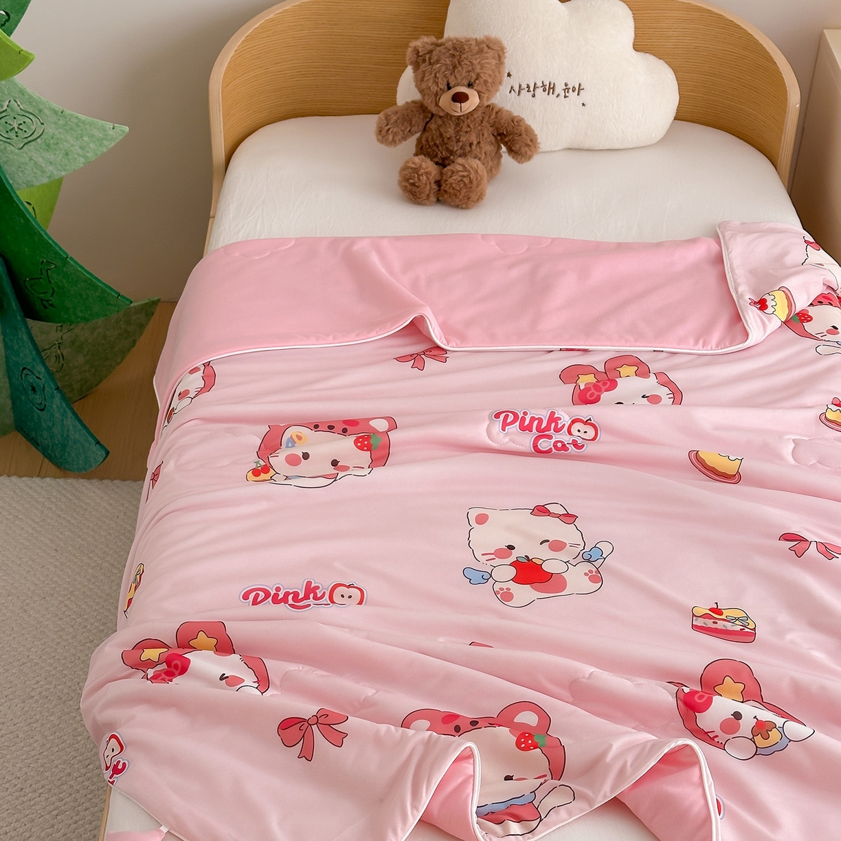 91家纺网 家纺一手货源 找家纺 嗨生活 2026年新款凉感针织儿童双感夏被 幼儿园星星夏被 星星被-萌萌小猫