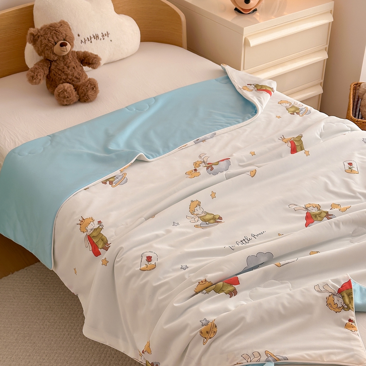 91家纺网 家纺一手货源 找家纺 嗨生活 2026年新款凉感针织儿童双感夏被 幼儿园星星夏被 星星被-小王子