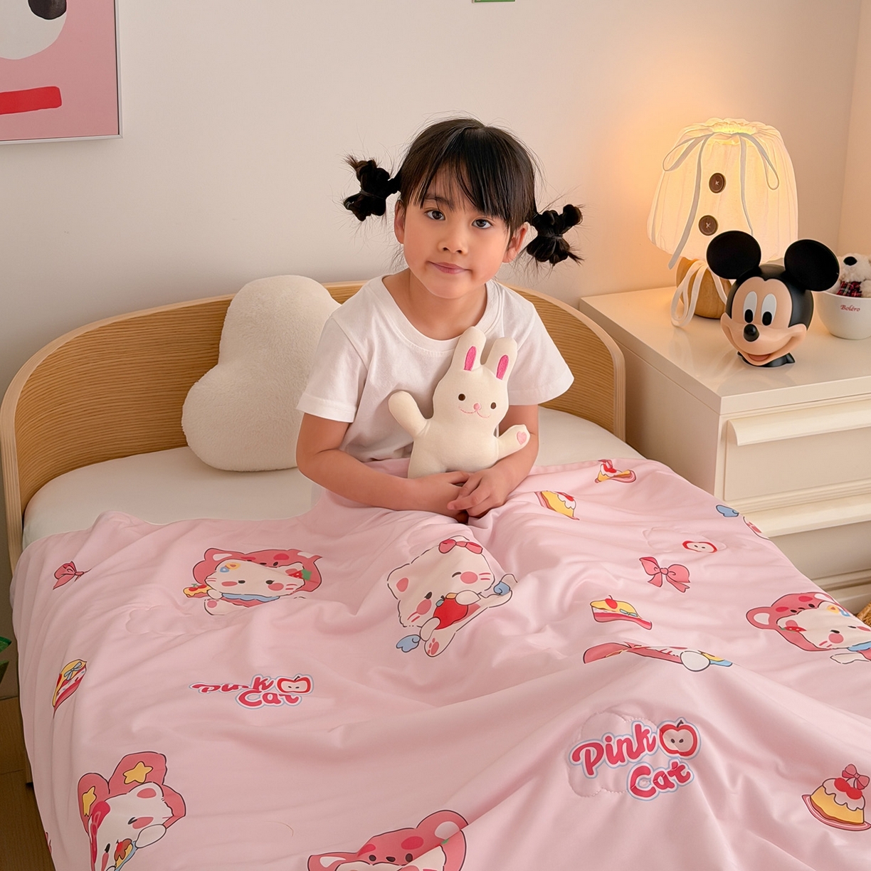 91家纺网 家纺一手货源 找家纺 嗨生活 2026年新款凉感针织儿童双感夏被 幼儿园星星夏被 星星被-萌萌小猫