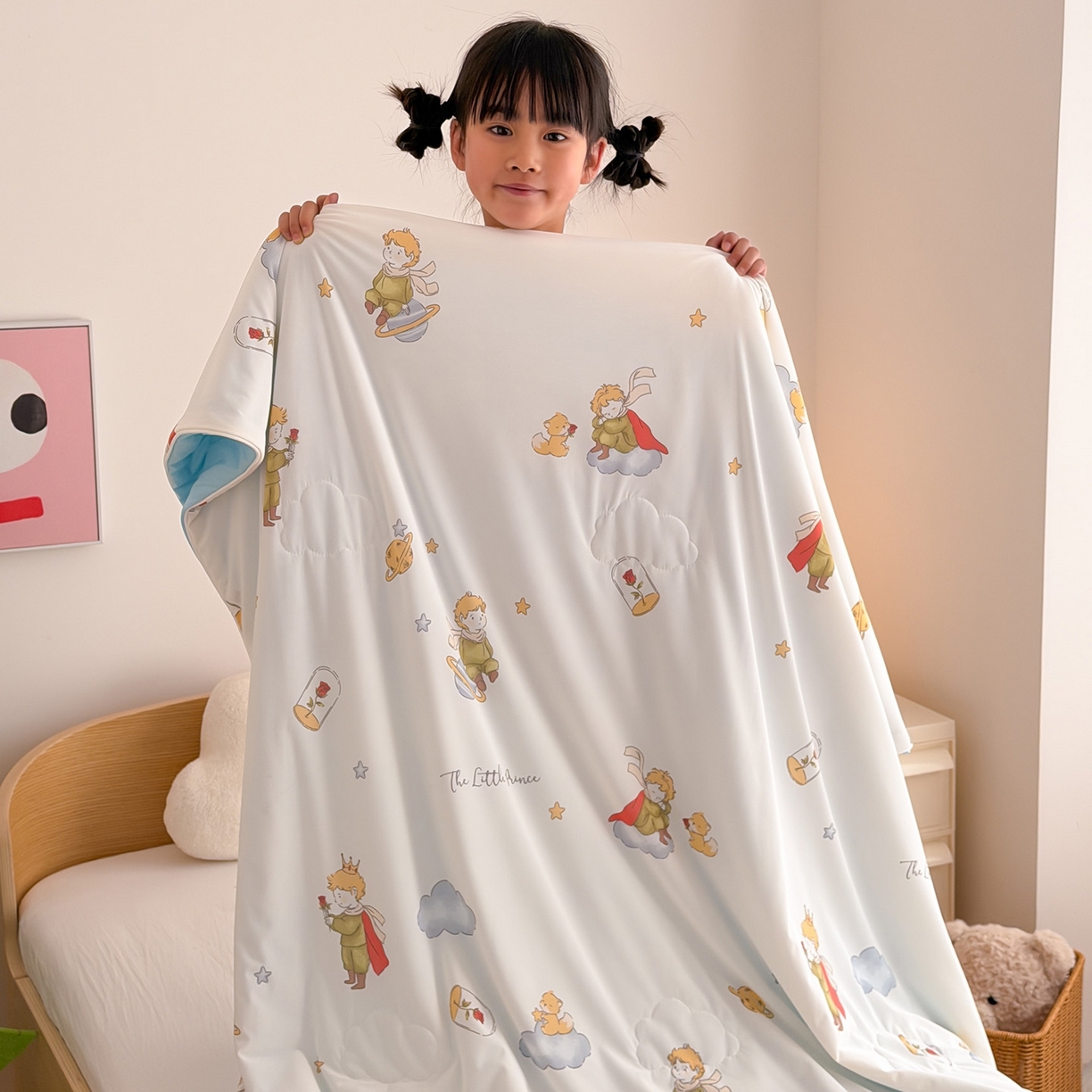 91家纺网 家纺一手货源 找家纺 嗨生活 2026年新款凉感针织儿童双感夏被 幼儿园星星夏被 星星被-小王子