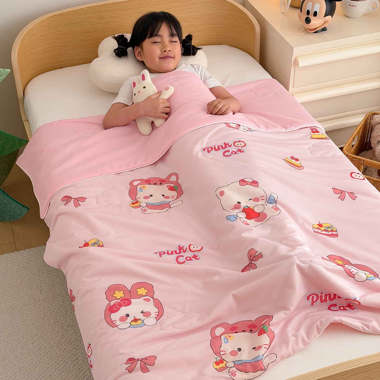 91家纺网 家纺一手货源 找家纺 嗨生活 2026年新款凉感针织儿童双感夏被 幼儿园星星夏被 星星被-萌萌小猫