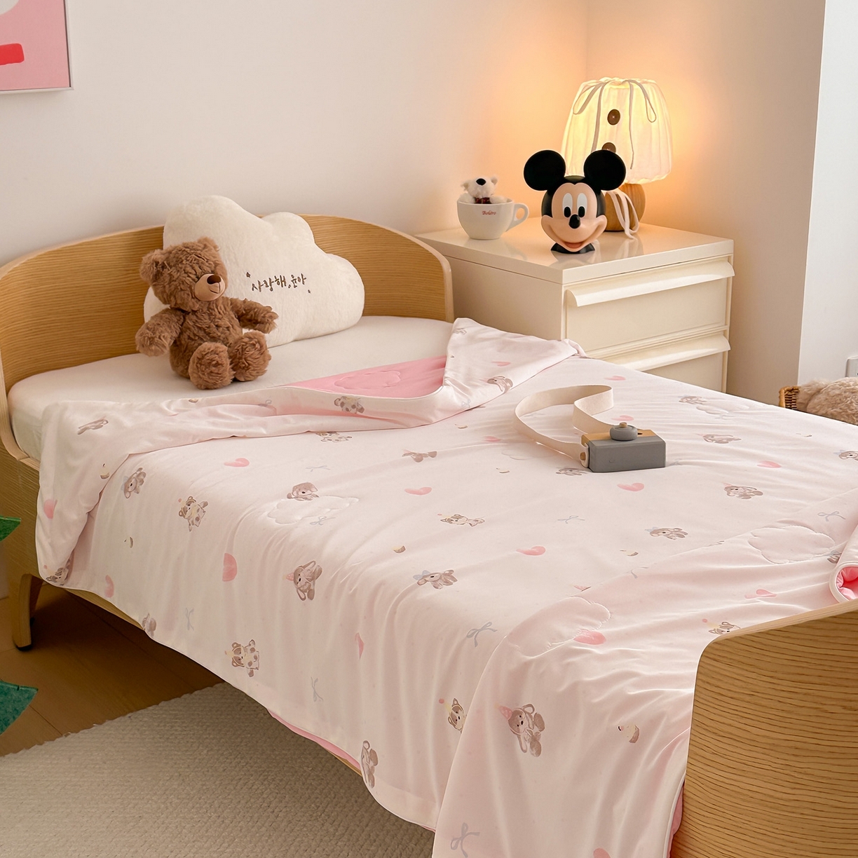 91家纺网 家纺一手货源 找家纺 嗨生活 2026年新款凉感针织儿童双感夏被 幼儿园星星夏被 星星被-爱心兔