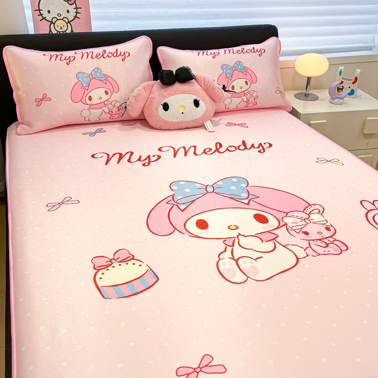 91家纺网 家纺一手货源 找家纺 暮思家居 2026新款正版授权A类大版数码印花三丽鸥1200D冰丝凉席可组合仿锦氨夏被 床笠款-小兔美乐蒂