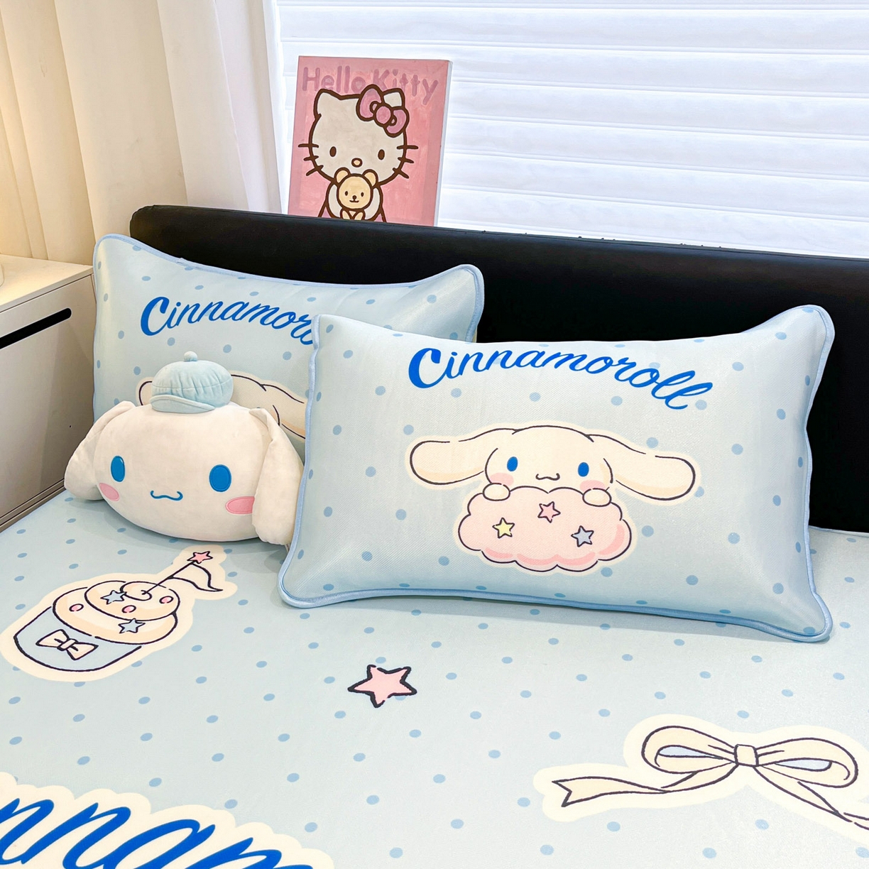 91家纺网 家纺一手货源 找家纺 暮思家居 2026新款正版授权A类大版数码印花三丽鸥1200D冰丝凉席可组合仿锦氨夏被 床笠款-小熊玉桂狗