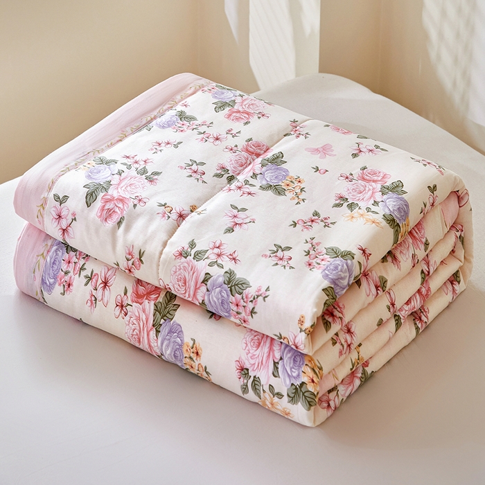 91家纺网 家纺一手货源 找家纺 黛妮雅 2026新款全棉夏被四件套单件夏被单双人空调被学生夏凉被 良辰美景