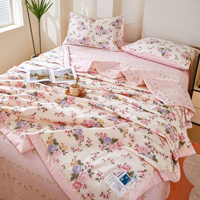 91家纺网 家纺一手货源 找家纺 黛妮雅 2026新款全棉夏被四件套单件夏被单双人空调被学生夏凉被 良辰美景