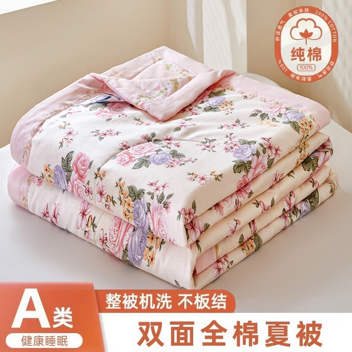 黛妮雅 2026新款全棉夏被四件套单件夏被单双人空调被学生夏凉被 良辰美景