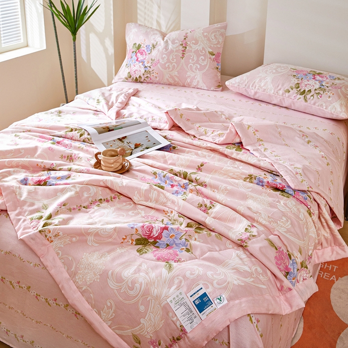 91家纺网 家纺一手货源 找家纺 黛妮雅 2026新款全棉夏被四件套单件夏被单双人空调被学生夏凉被 莫奈花园