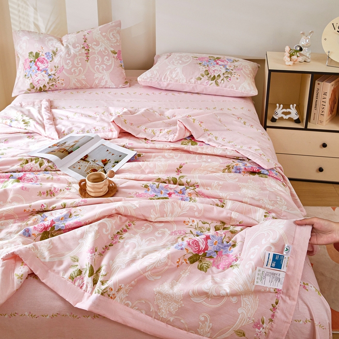 91家纺网 家纺一手货源 找家纺 黛妮雅 2026新款全棉夏被四件套单件夏被单双人空调被学生夏凉被 莫奈花园