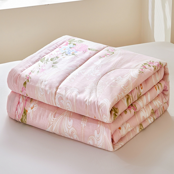 91家纺网 家纺一手货源 找家纺 黛妮雅 2026新款全棉夏被四件套单件夏被单双人空调被学生夏凉被 莫奈花园