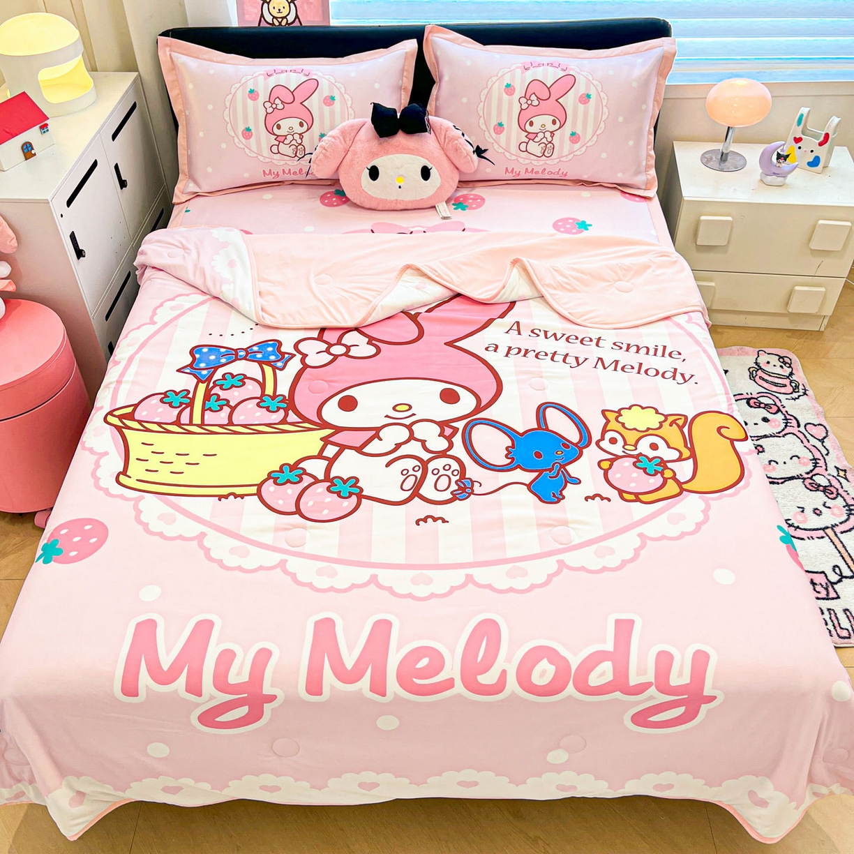 91家纺网 家纺一手货源 找家纺 （总）暮思家居 2026新款正版授权A类大版数码印花三丽鸥可组合仿锦氨夏被夏凉被空调被