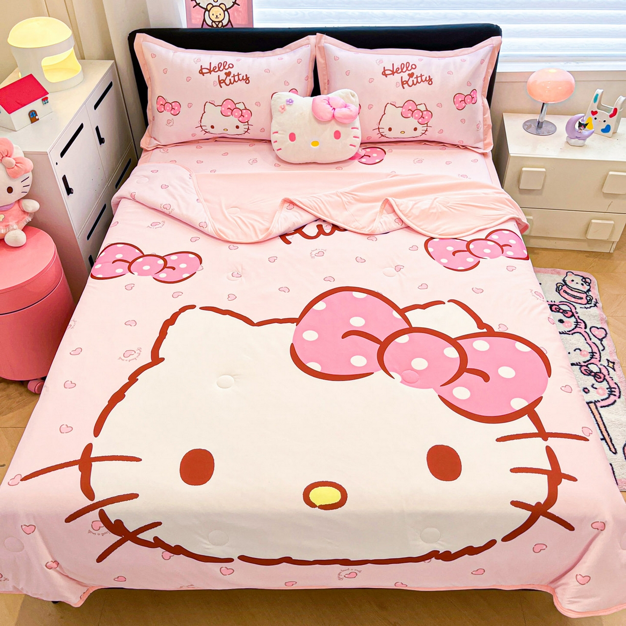 91家纺网 家纺一手货源 找家纺 （总）暮思家居 2026新款正版授权A类大版数码印花三丽鸥可组合仿锦氨夏被夏凉被空调被