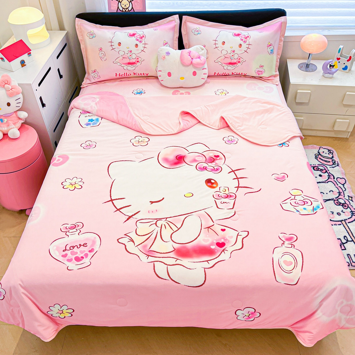 91家纺网 家纺一手货源 找家纺 （总）暮思家居 2026新款正版授权A类大版数码印花三丽鸥可组合仿锦氨夏被夏凉被空调被