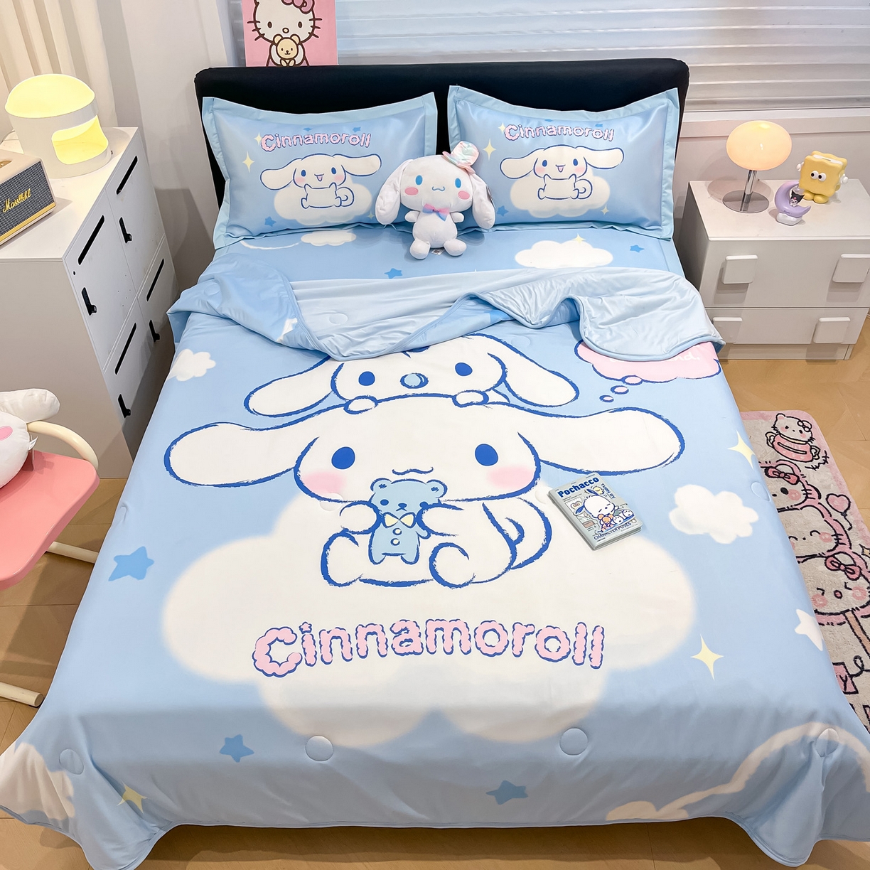 91家纺网 家纺一手货源 找家纺 （总）暮思家居 2026新款正版授权A类大版数码印花三丽鸥可组合仿锦氨夏被夏凉被空调被