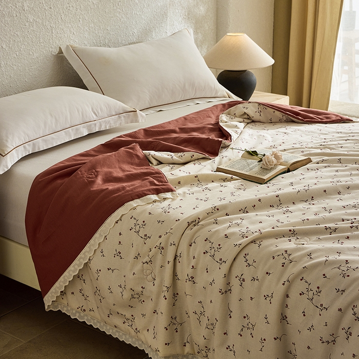 雅高家居 2026新款麻本纪韩版复古雨露棉麻夏被夏凉被空调被子被芯 虞美人