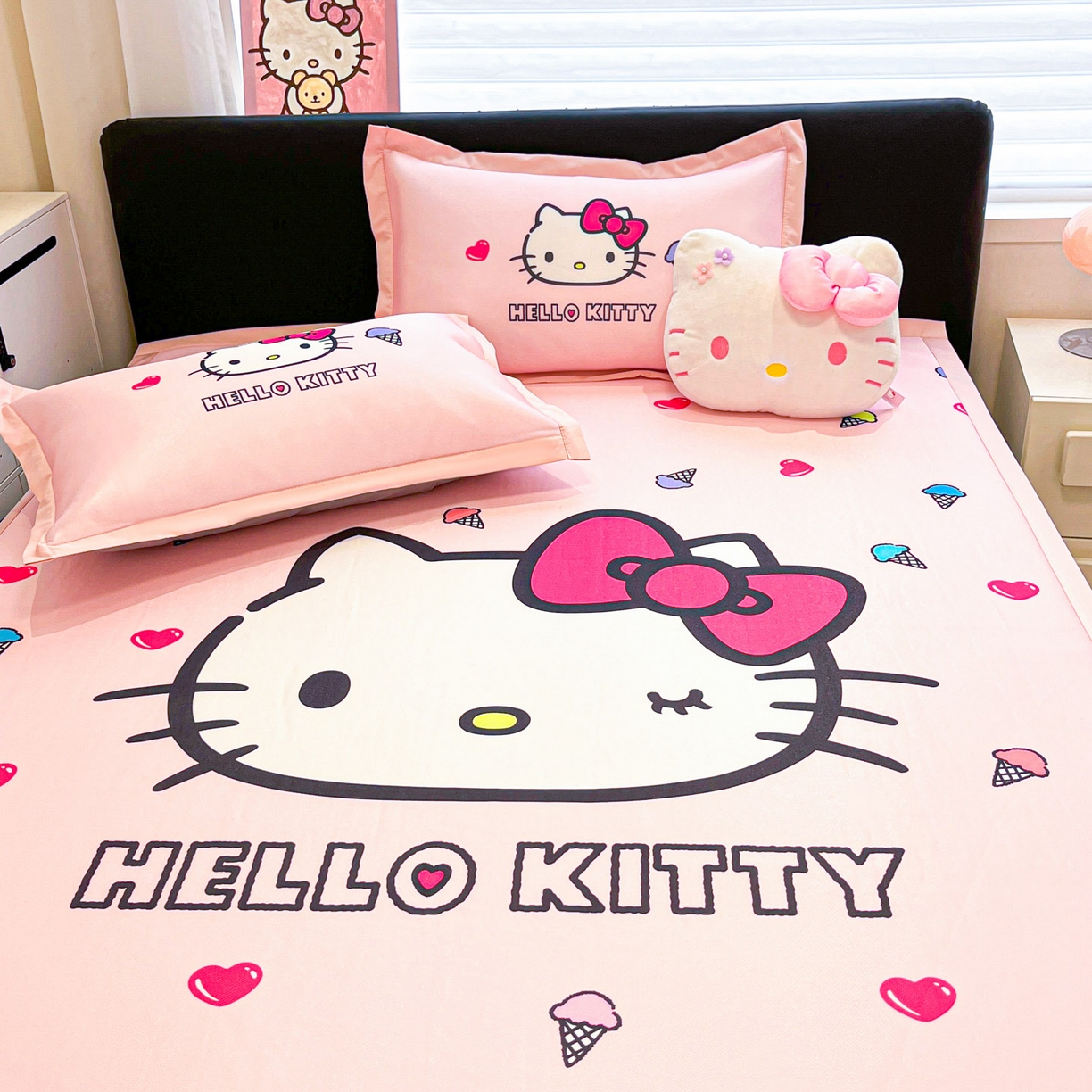 91家纺网 家纺一手货源 找家纺 暮思家居 2026新款正版授权A类大版数码印花三丽鸥可组合仿锦氨夏被夏凉被空调被 甜筒KT