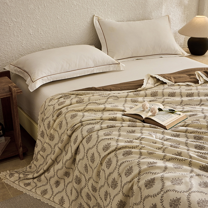 91家纺网 家纺一手货源 找家纺 雅高家居 2026新款麻本纪韩版复古雨露棉麻夏被夏凉被空调被子被芯 倾城