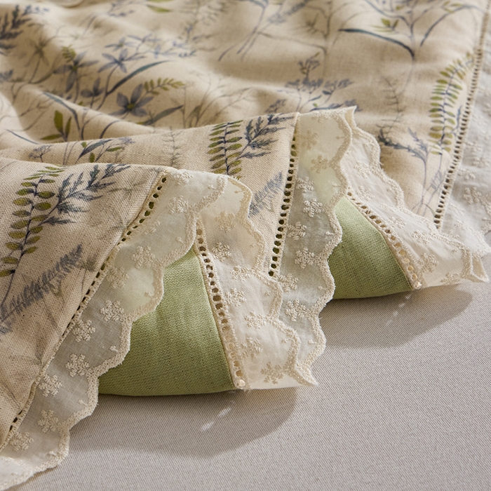 91家纺网 家纺一手货源 找家纺 雅高家居 2026新款麻本纪韩版复古雨露棉麻夏被夏凉被空调被子被芯 竹青绿