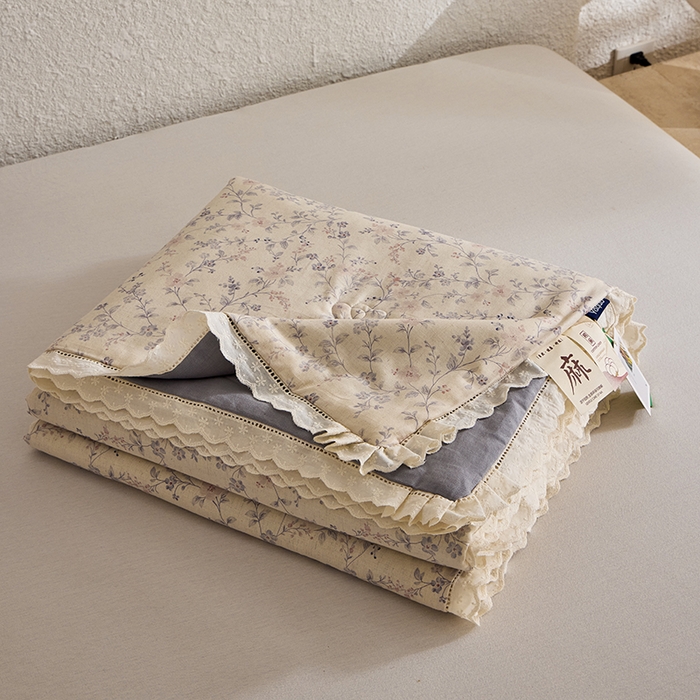 91家纺网 家纺一手货源 找家纺 雅高家居 2026新款麻本纪韩版复古雨露棉麻夏被夏凉被空调被子被芯 风信紫