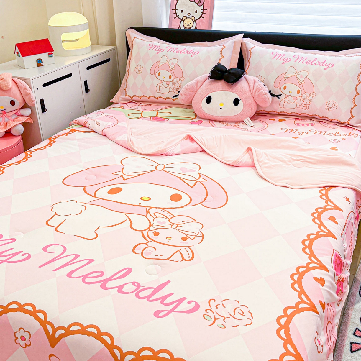 91家纺网 家纺一手货源 找家纺 暮思家居 2026新款正版授权A类大版数码印花三丽鸥可组合仿锦氨夏被夏凉被空调被 公主美乐蒂