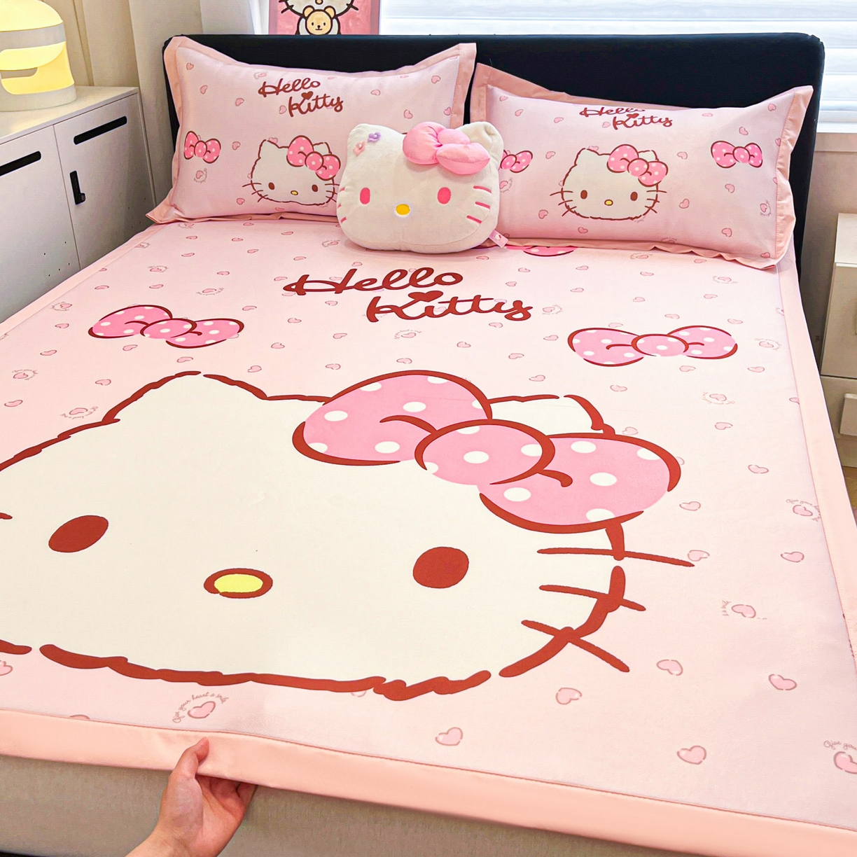 91家纺网 家纺一手货源 找家纺 暮思家居 2026新款正版授权A类大版数码印花三丽鸥可组合仿锦氨夏被夏凉被空调被 蝴蝶结KT