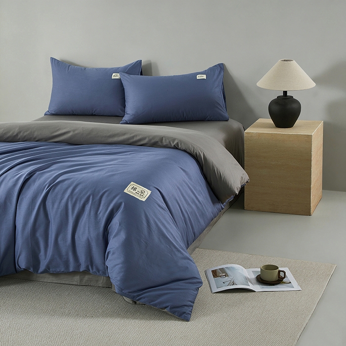 （总）有点武功 2026新款全棉纯棉40支13372纯色双拼四件套