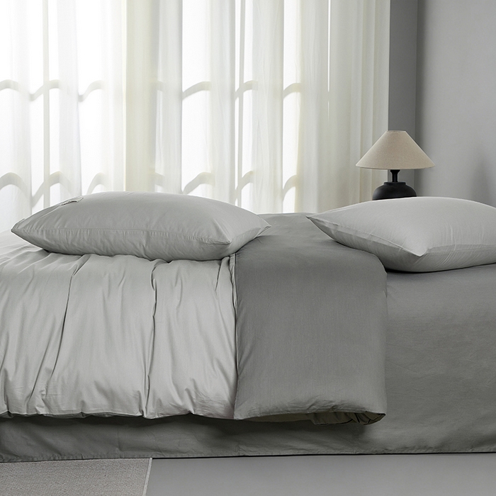 91家纺网 家纺一手货源 找家纺 有点武功 2026新款全棉纯棉40支13372纯色双拼四件套 气质灰+绅士灰