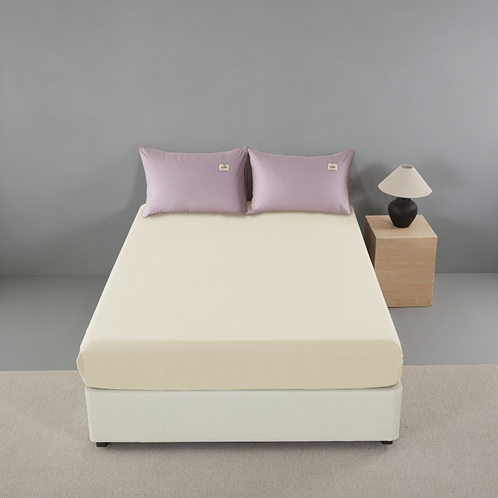 91家纺网 家纺一手货源 找家纺 有点武功 2026新款全棉纯棉40支13372纯色双拼四件套 绝绝紫+奶白