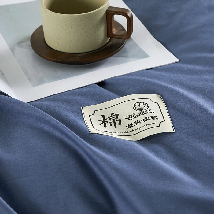 91家纺网 家纺一手货源 找家纺 有点武功 2026新款全棉纯棉40支13372纯色双拼四件套 宾利蓝+绅士灰